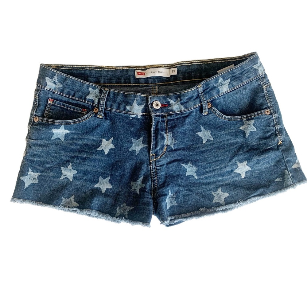 Levi's Star Print Shorty Short Cutoff Light Wash Size 13
